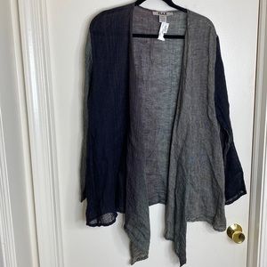 Flax Asymmetrical 100% Linen Cardigan NWT Lightweight